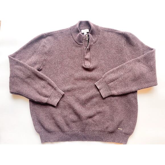 Men's Calvin Klein Plum Quarter Zip Knit Sweater Size XL - Picture 1 of 5